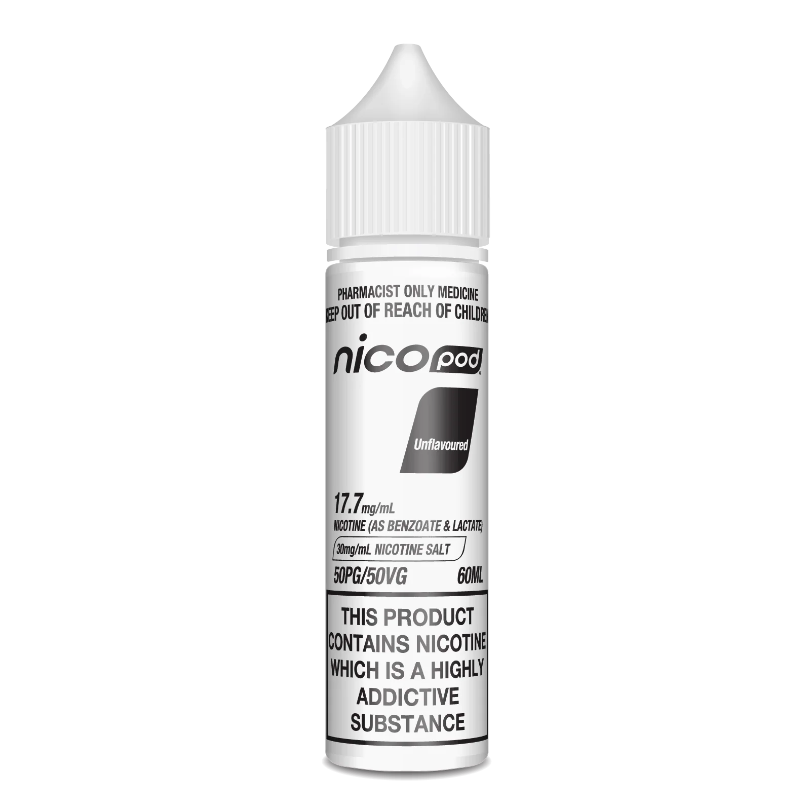 NICOPOD UNFLAVOURED NICOTINE SALTS (60ML BOTTLE) - Image 4